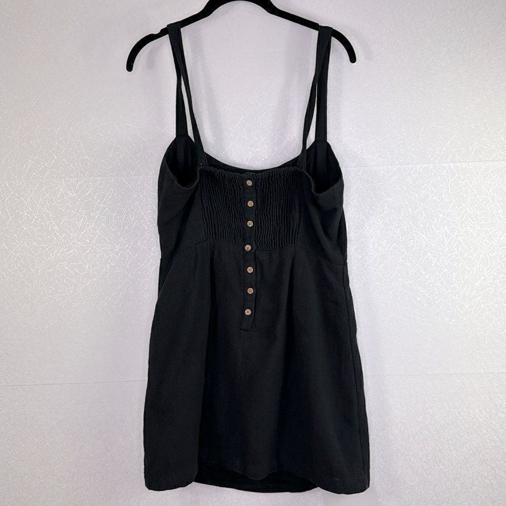 Free People Button Down Back Cotton Mini Dress Black L - Picture 6 of 6